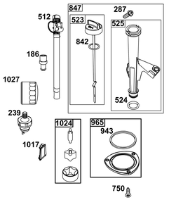 Lubrication Group Diagram and Parts List for 44T977-0042-G1 400000 - 699999 Briggs and Stratton Engine